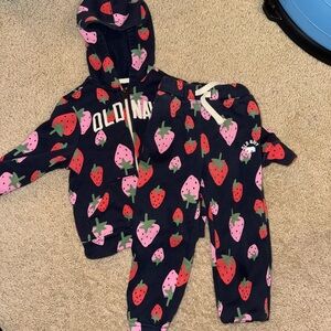 Old Navy Navy Strawberry Hoodie & Jogger Set
